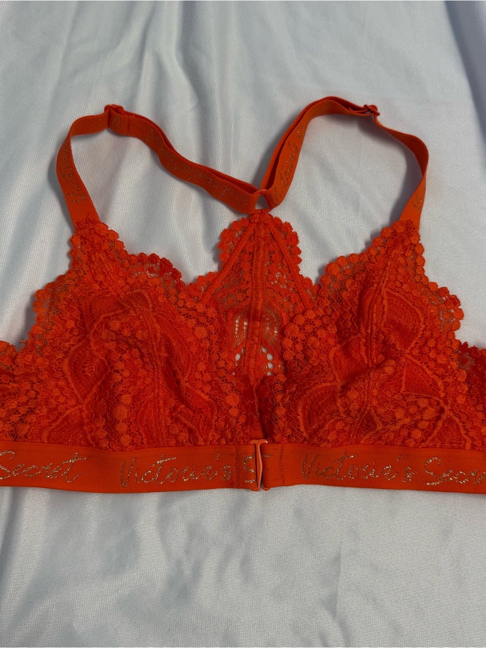 Victoria's Secret Orange Lace Racerback Front Closure  Bralette